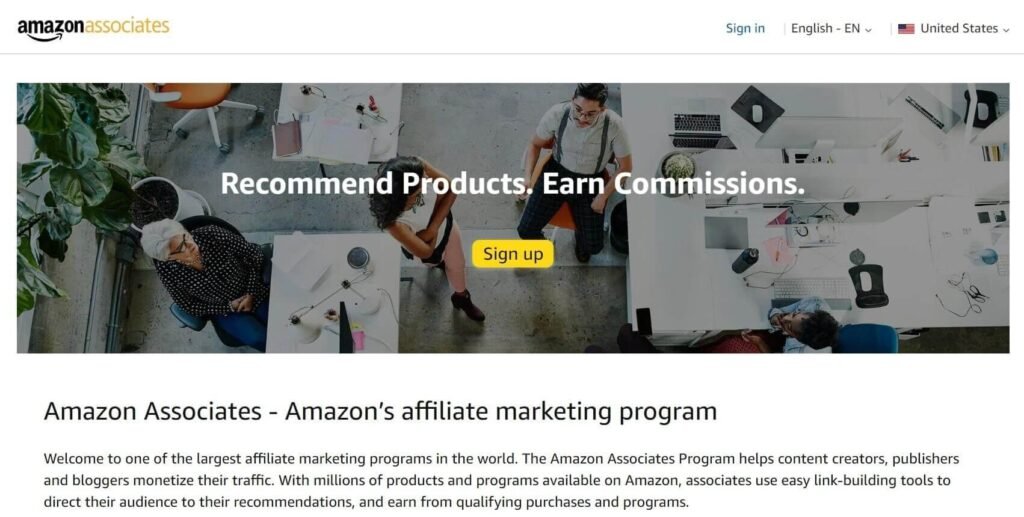 Amazon Associates central - sign up